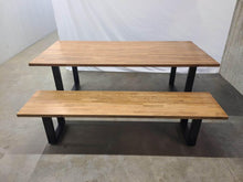 Load image into Gallery viewer, Oak Dining Table &amp; Bench Set
