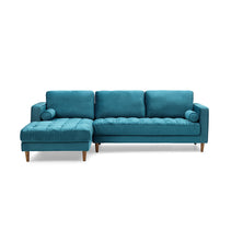 Load image into Gallery viewer, Bente Tufted Velvet Sectional Sofa - Light Blue

